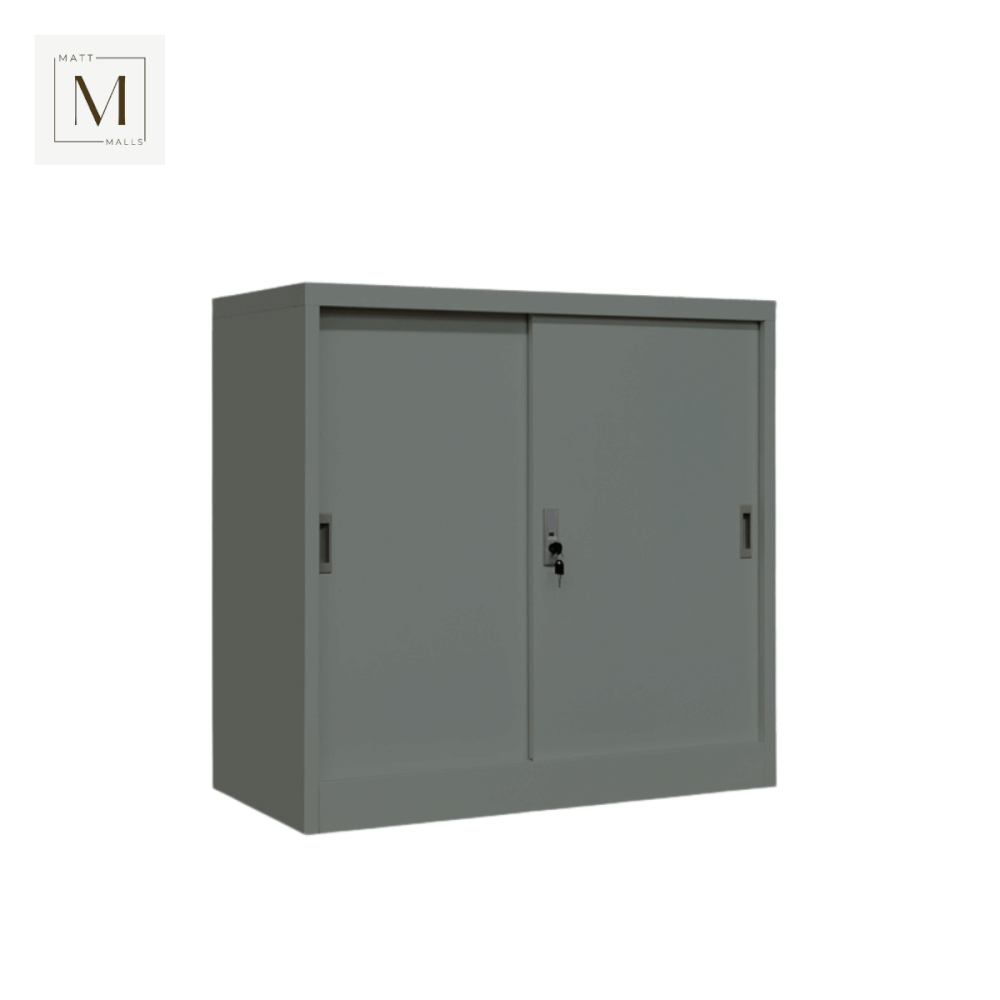 ตู้เอกสารเหล็กบานเลื่อน MATTMALLS รุ่น M-FC-M1 สีเทา ทึบเตี้ย 85 ซม.
